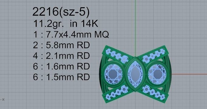 Bezel Diamond Ring 2216 3D print model_4