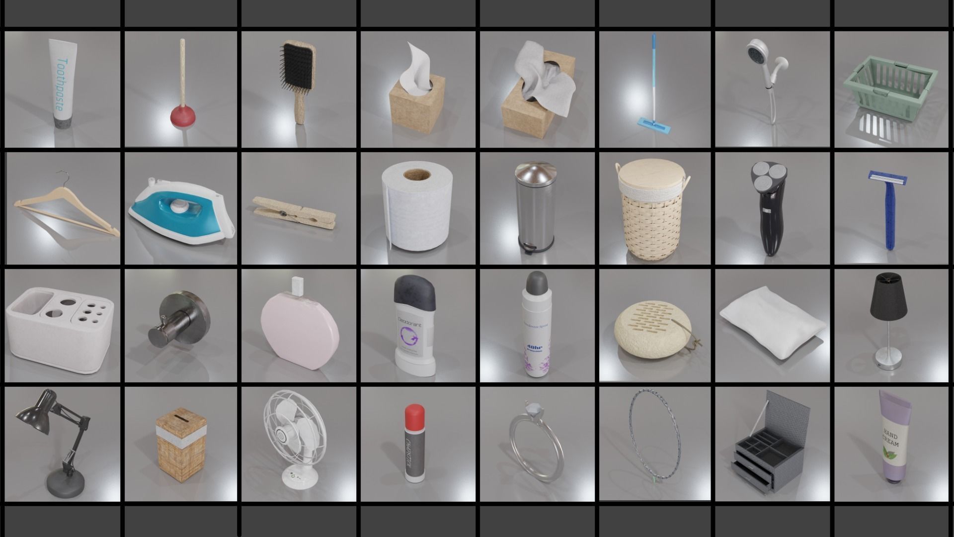 200 Low-Poly Textured Household Items Low-poly 3D model_3