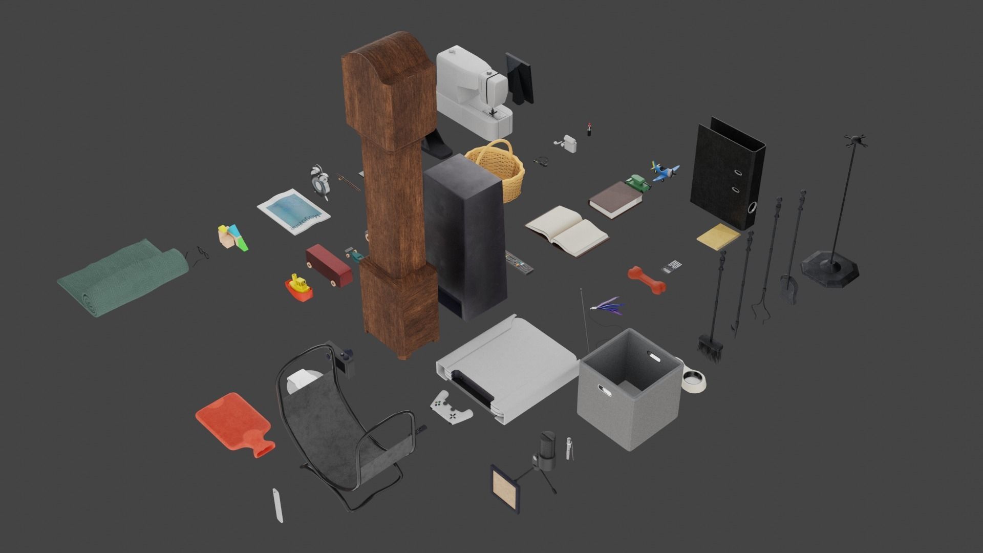 200 Low-Poly Textured Household Items Low-poly 3D model_11