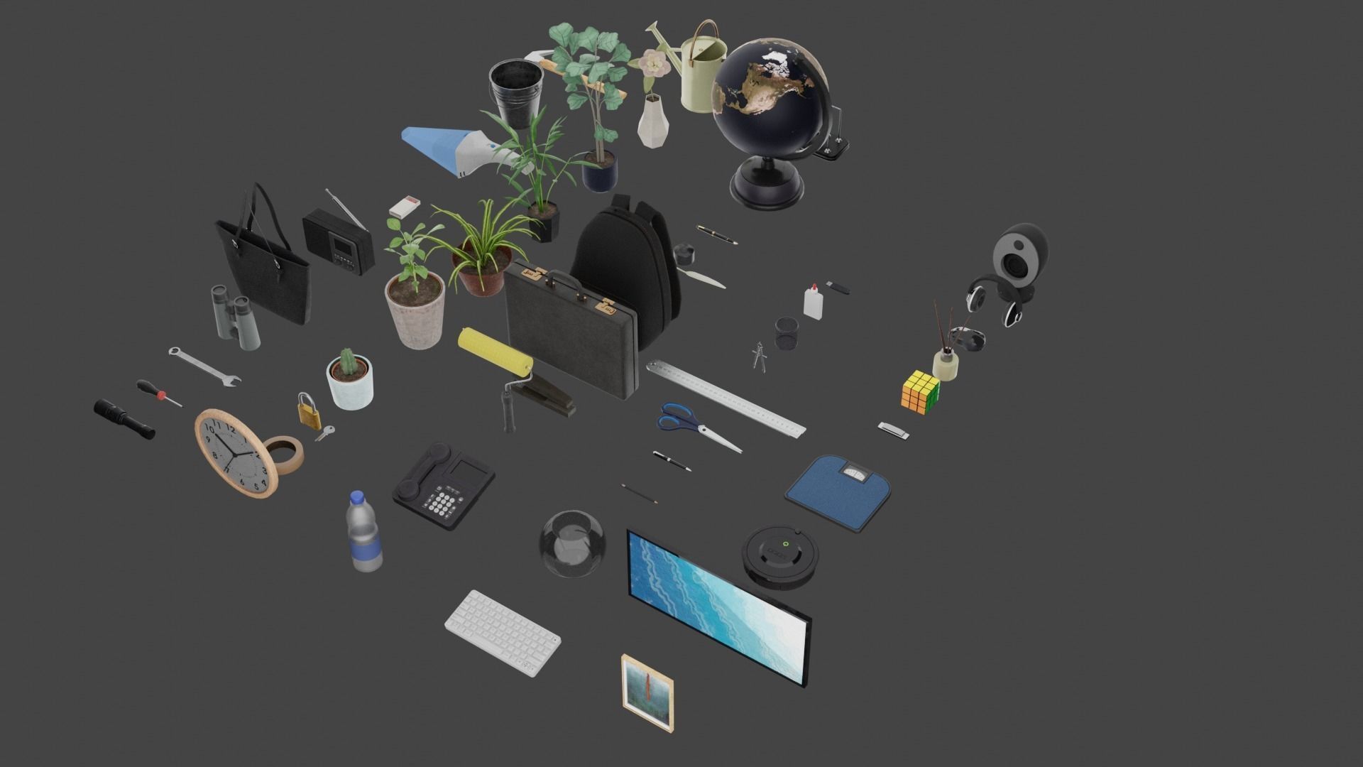 200 Low-Poly Textured Household Items Low-poly 3D model_12