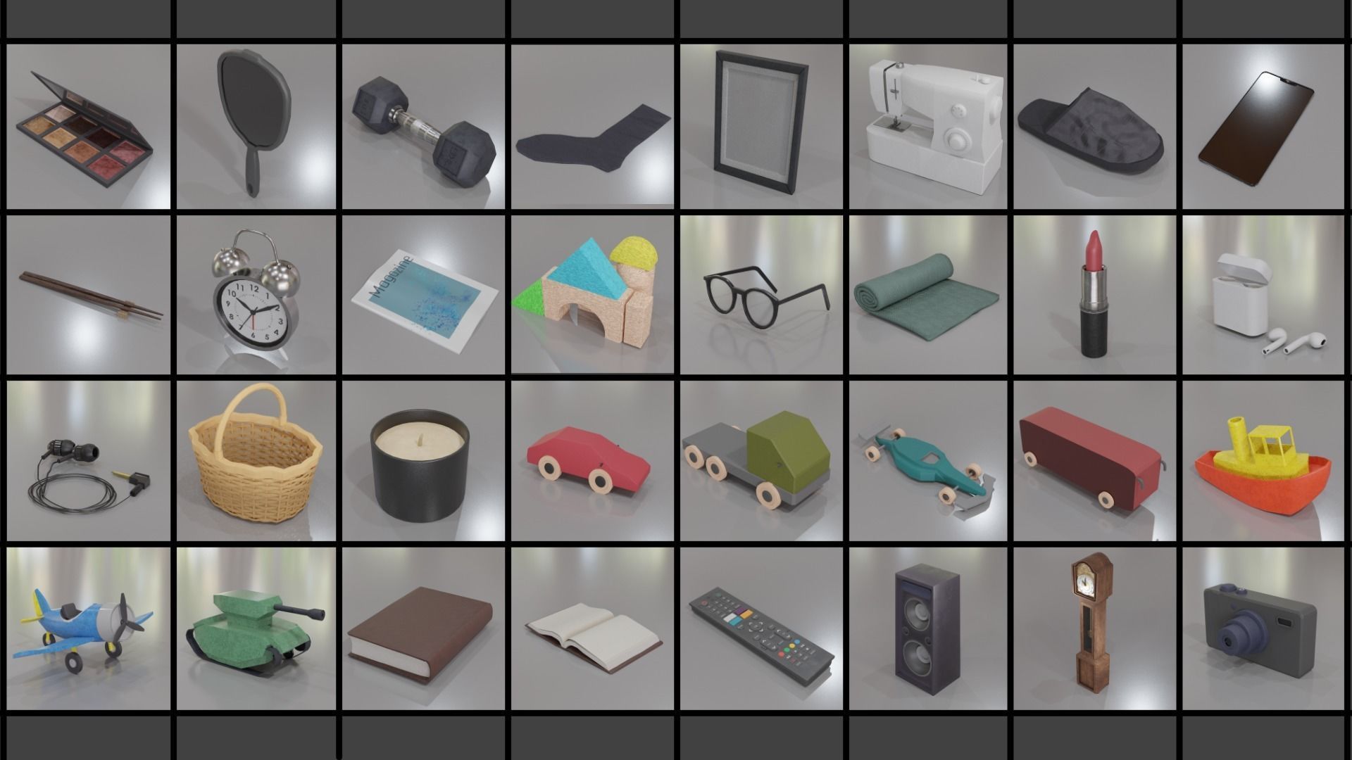 200 Low-Poly Textured Household Items Low-poly 3D model_4