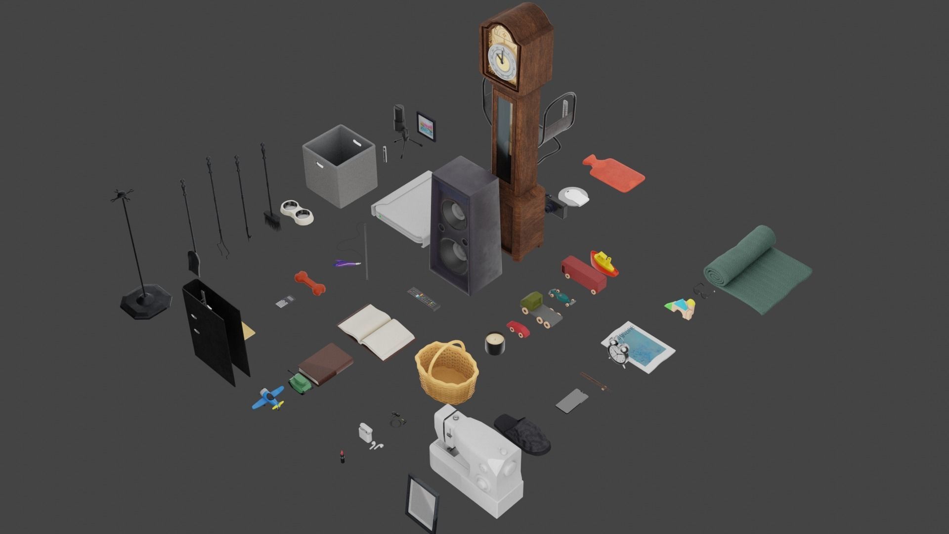 200 Low-Poly Textured Household Items Low-poly 3D model_10