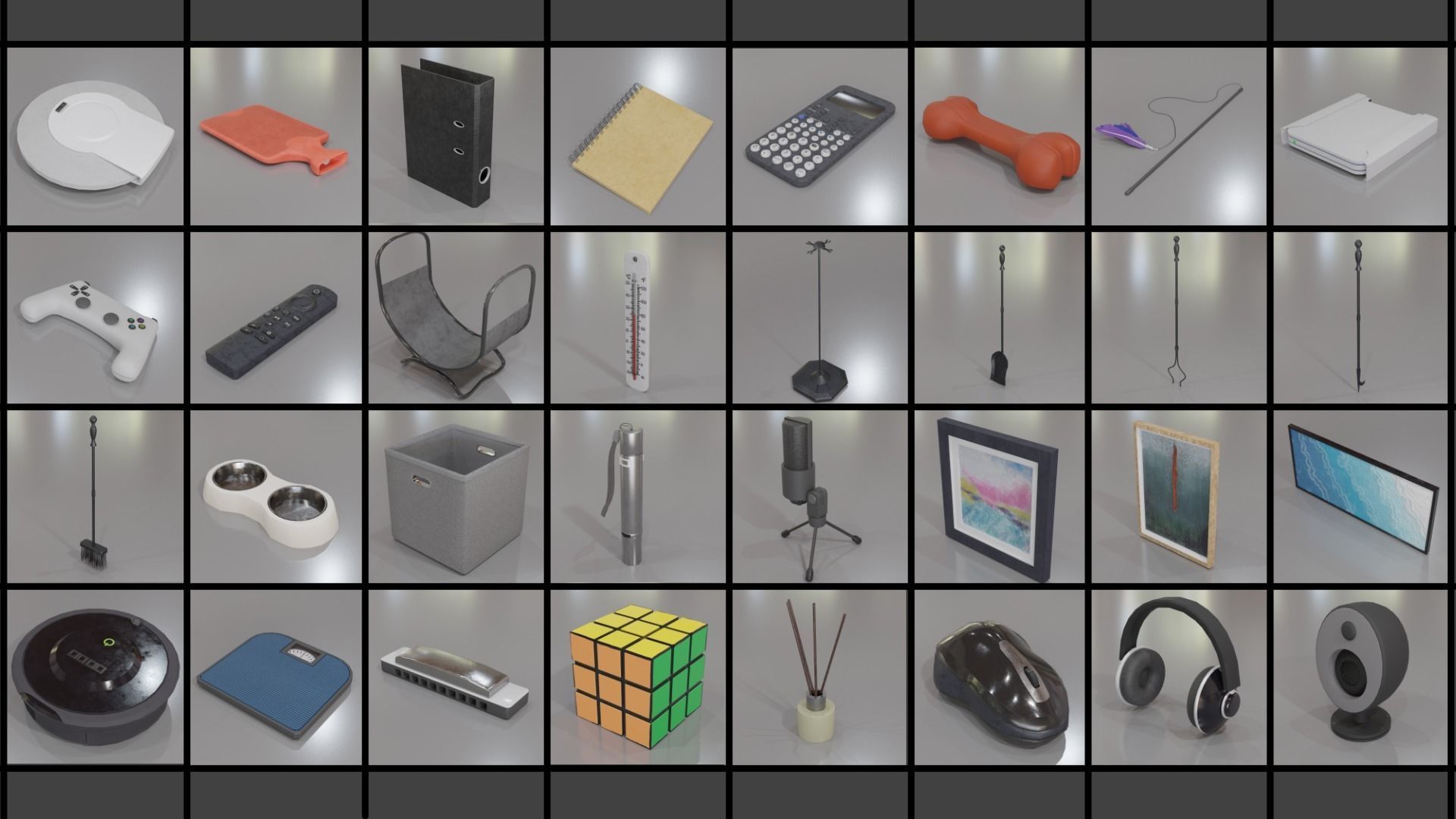 200 Low-Poly Textured Household Items Low-poly 3D model_5