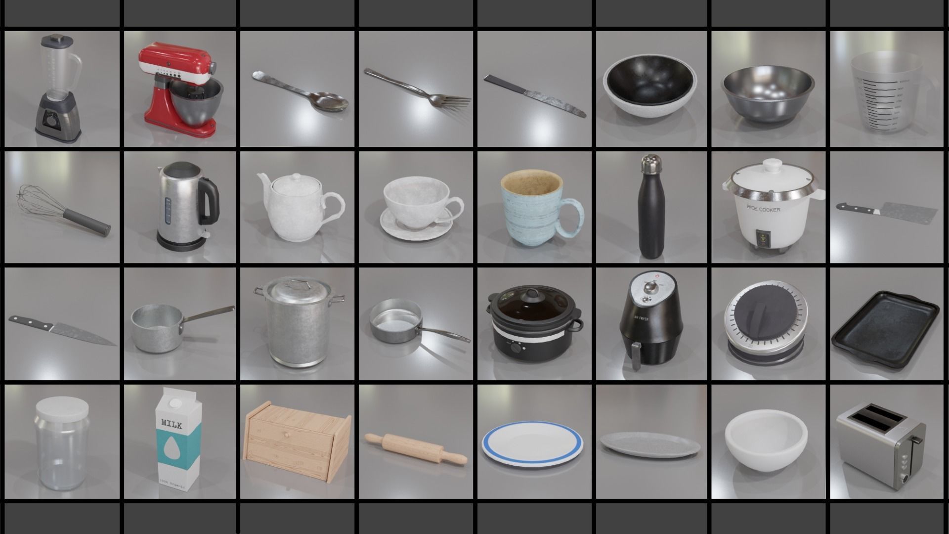 200 Low-Poly Textured Household Items Low-poly 3D model_1