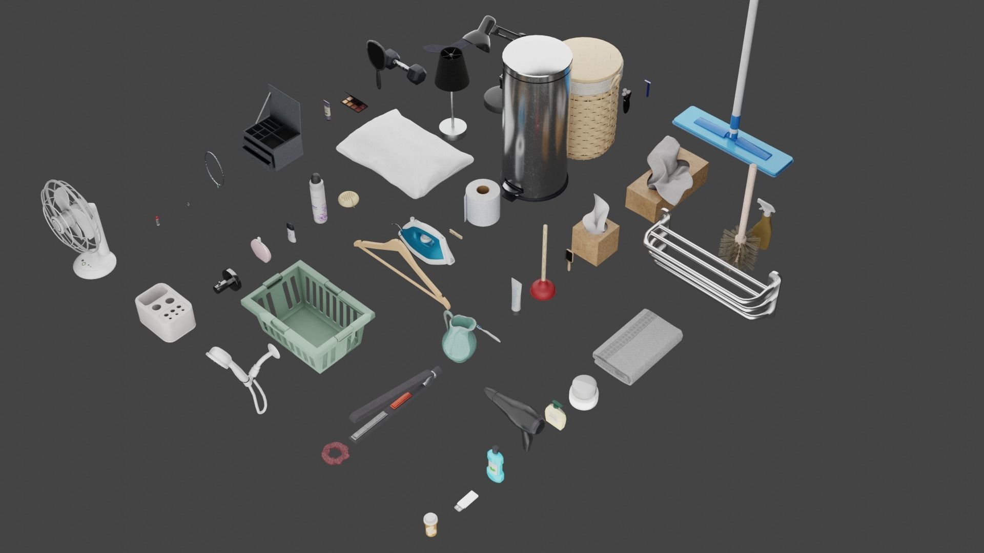 200 Low-Poly Textured Household Items Low-poly 3D model_8