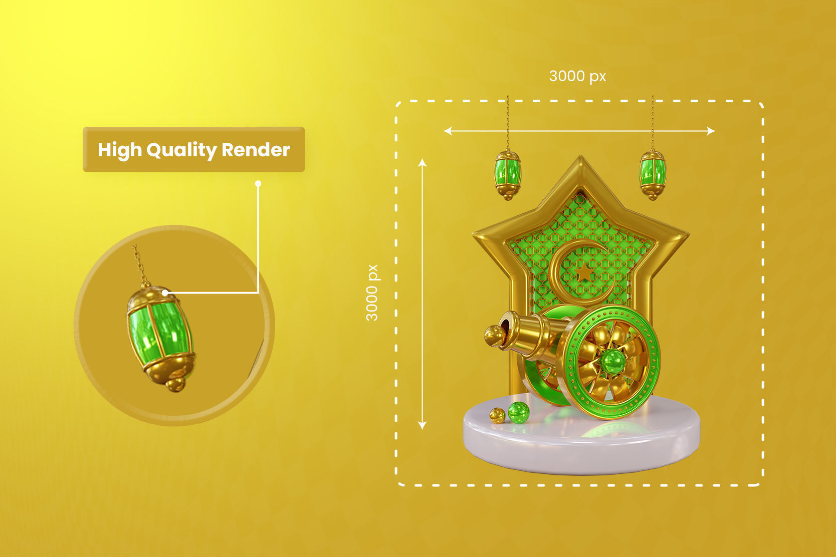 Islamic 3d Illustration  Icon Pack  3D model_3