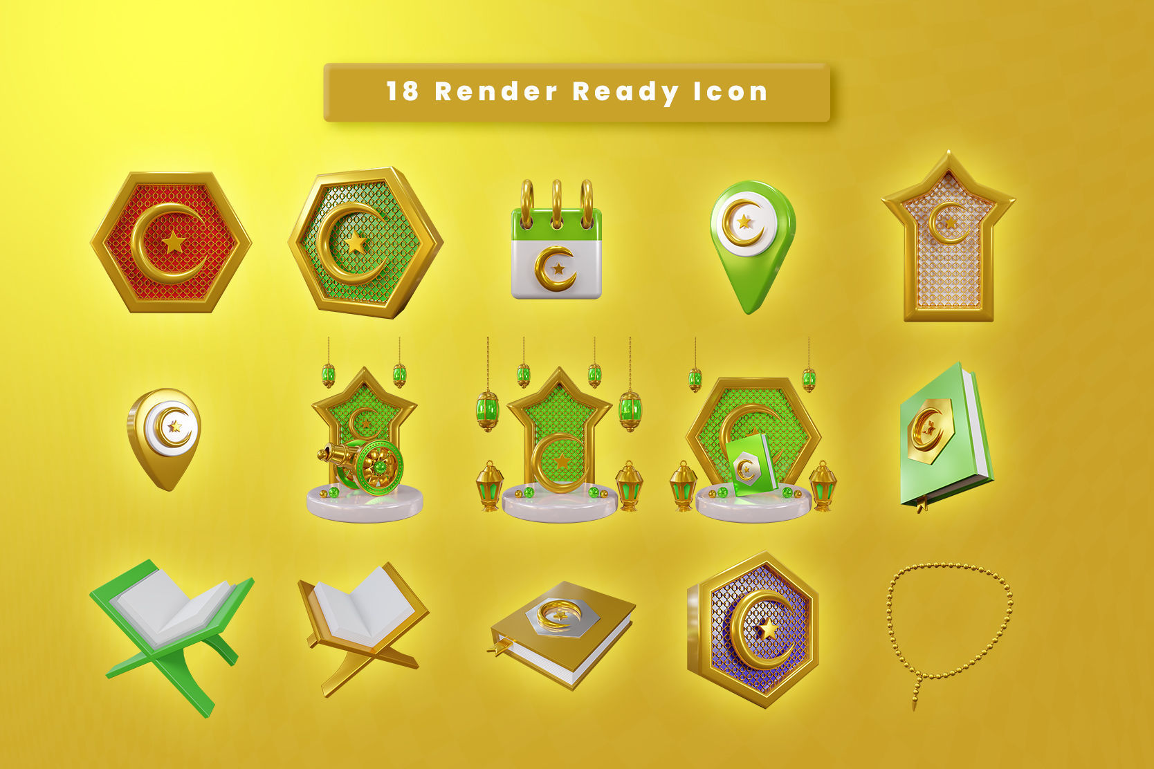 Islamic 3d Illustration  Icon Pack  3D model_1