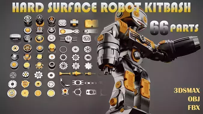 Hard Surface Robot Kitbash 3D model