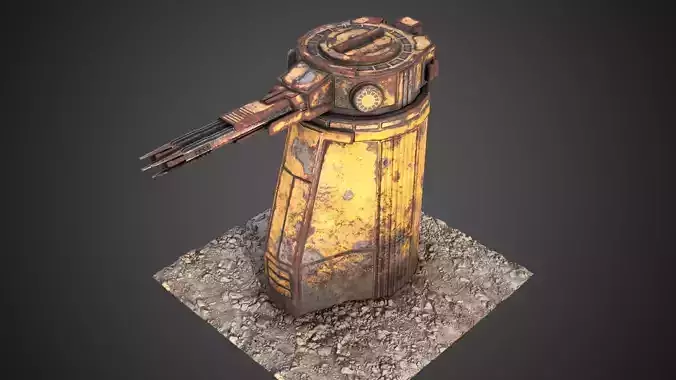 Sci-fi Gun turret of Saratoga class carrier Low-poly 3D model