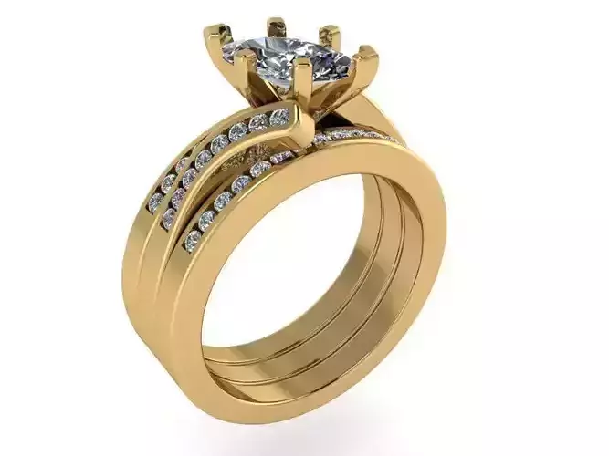 Marquise Tension Ring With 2pcs Band 2227