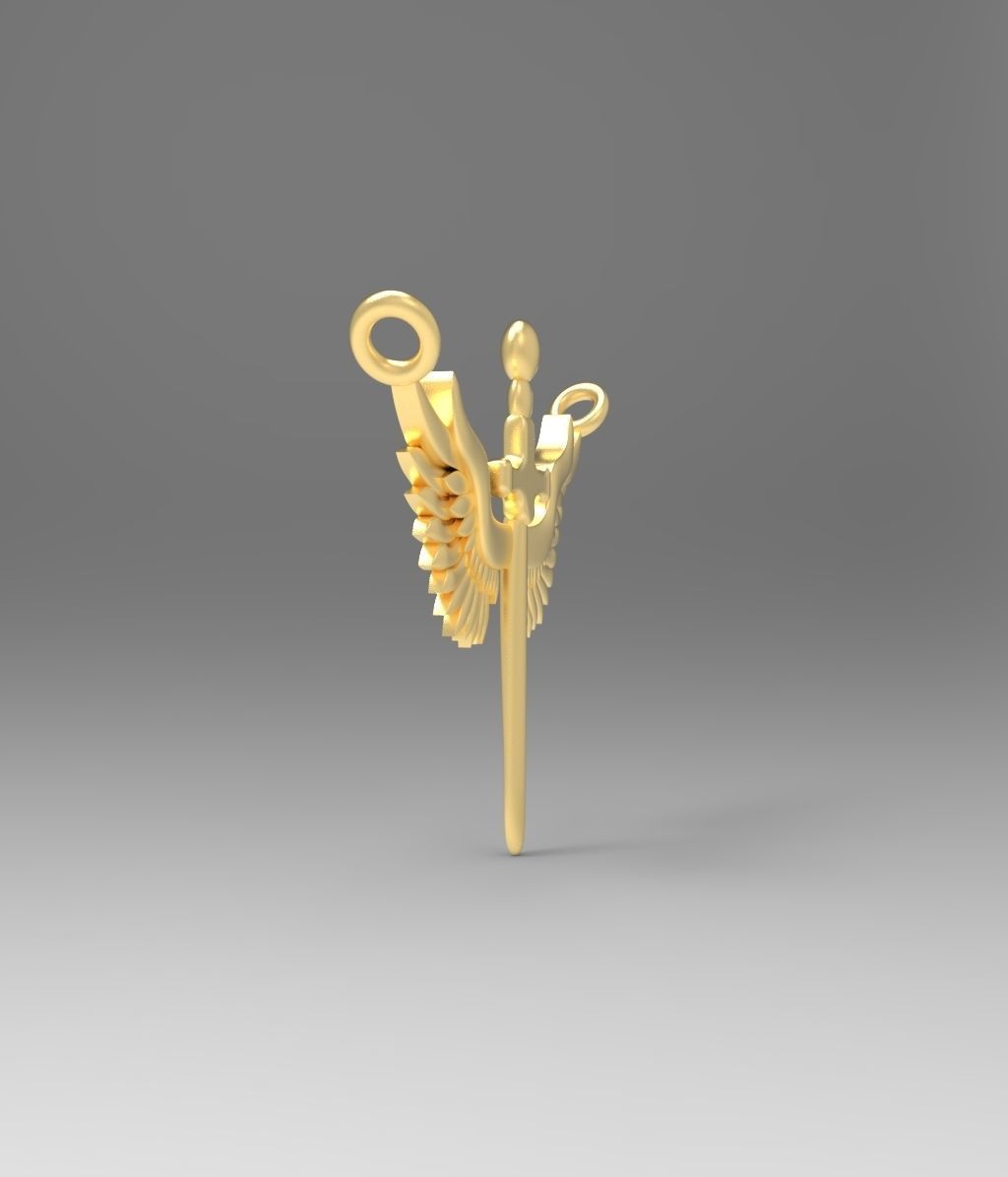Necklaces Sword with Wings 3D print model_1