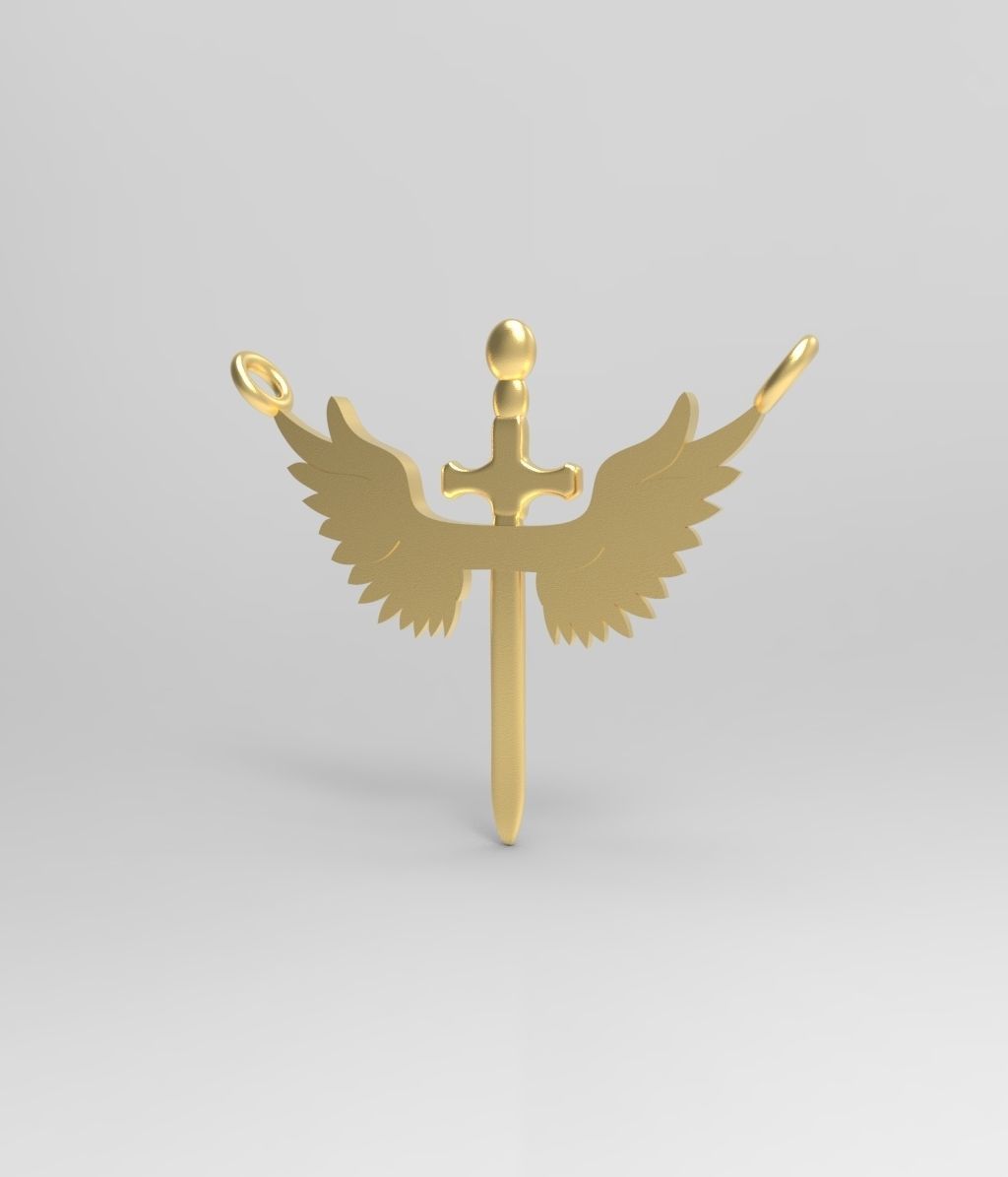 Necklaces Sword with Wings 3D print model_2