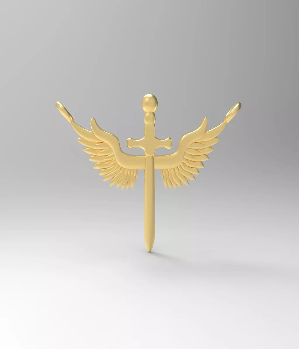 Necklaces Sword with Wings 3D print model_0