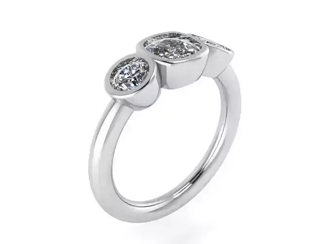 3  Stone Bezel Ring 2233