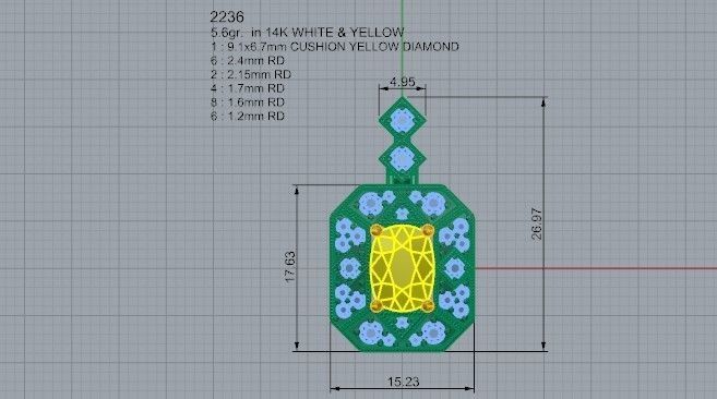 Octagonal Halo Pendant 2236 3D print model_4