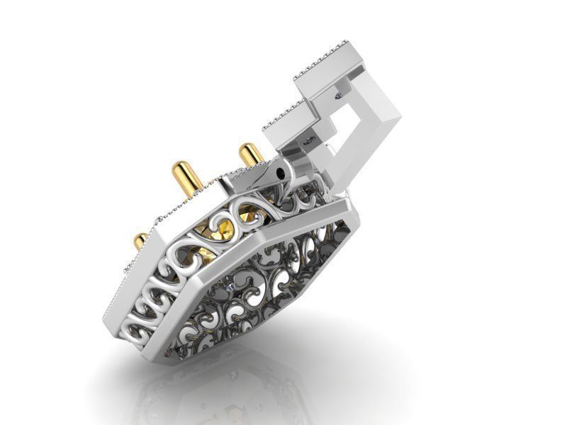 Octagonal Halo Pendant 2236 3D print model_2