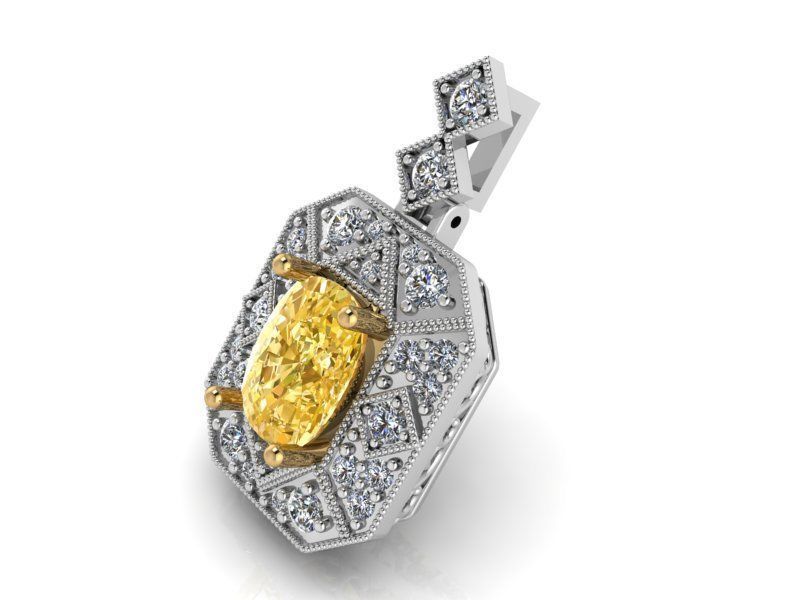 Octagonal Halo Pendant 2236 3D print model_3