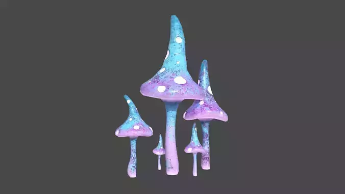 Fantasy Mushroom G01 Purple Blue - Scene Backdrop Design Low-poly 3D model