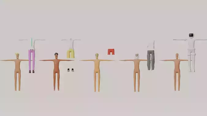 3D Low Poly Male Character Set
