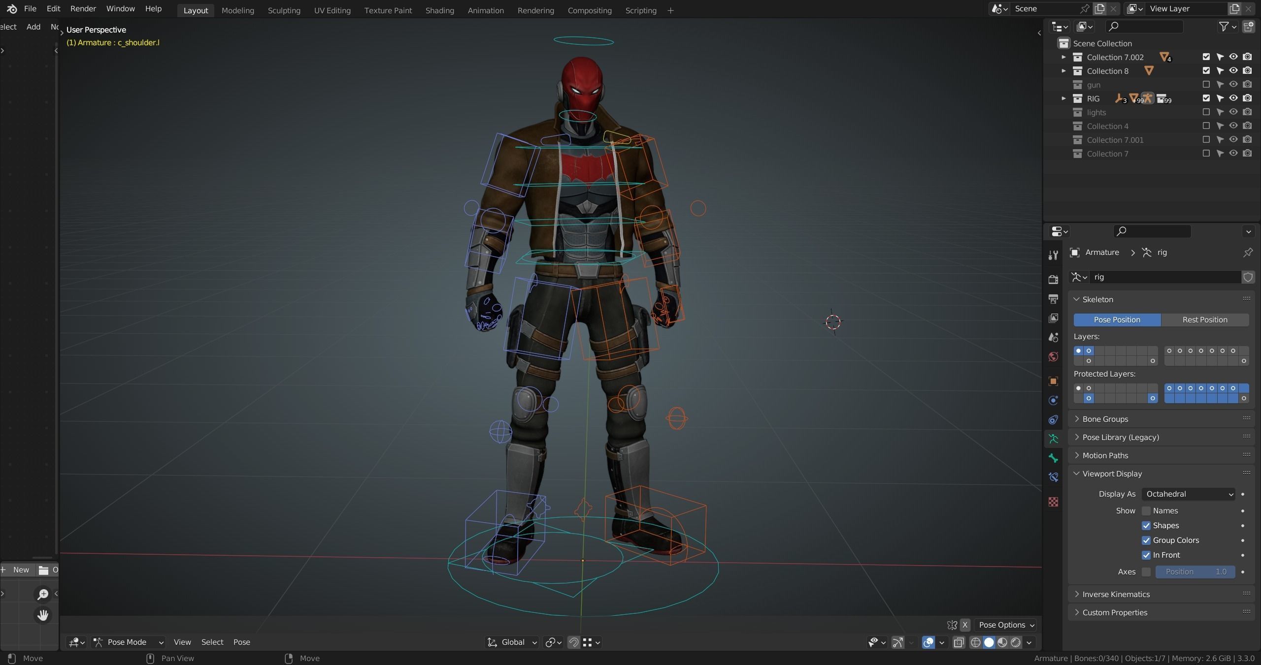 Red Hood Character Rig Low-poly 3D model_12