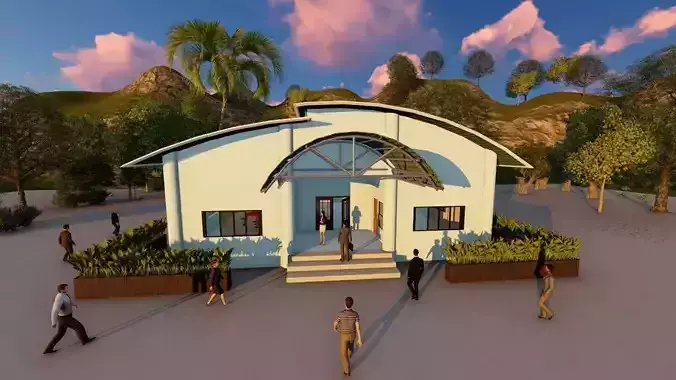 Cafeteria or Canteen Design  Low-poly 3D model