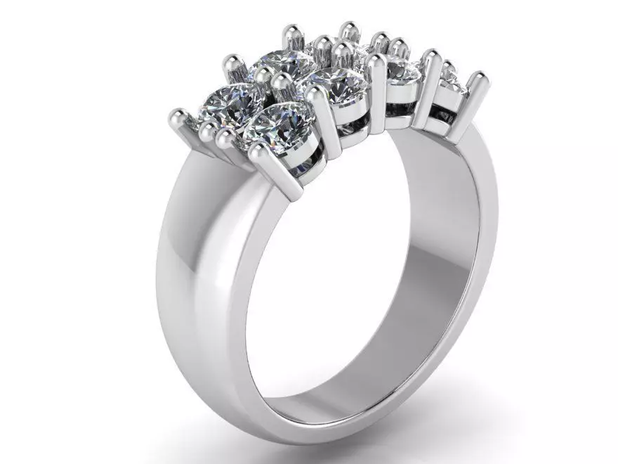 2 Row Round Diamond Basket Ring 2249 3D print model