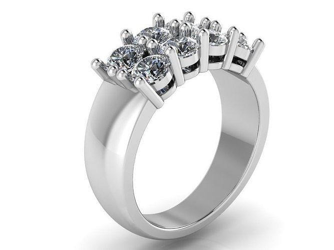 2 Row Round Diamond Basket Ring 2249 3D print model