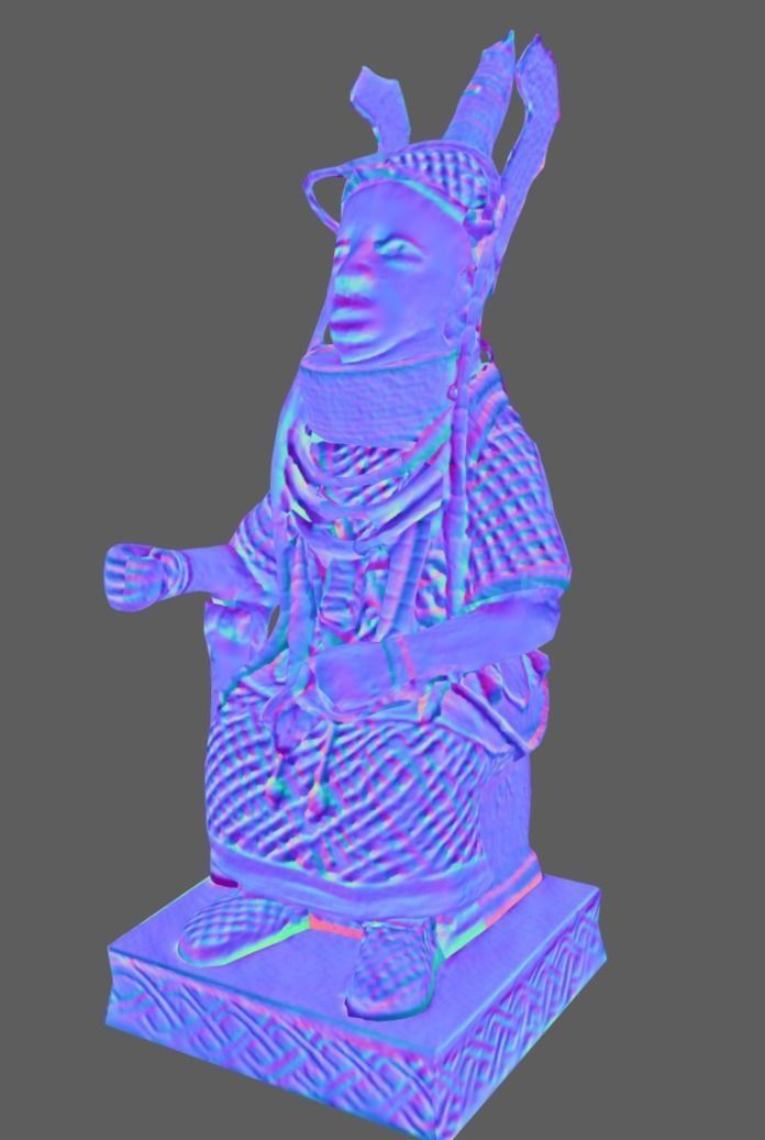 Oba Ozolua- Bronze Cast Low-poly 3D model_6