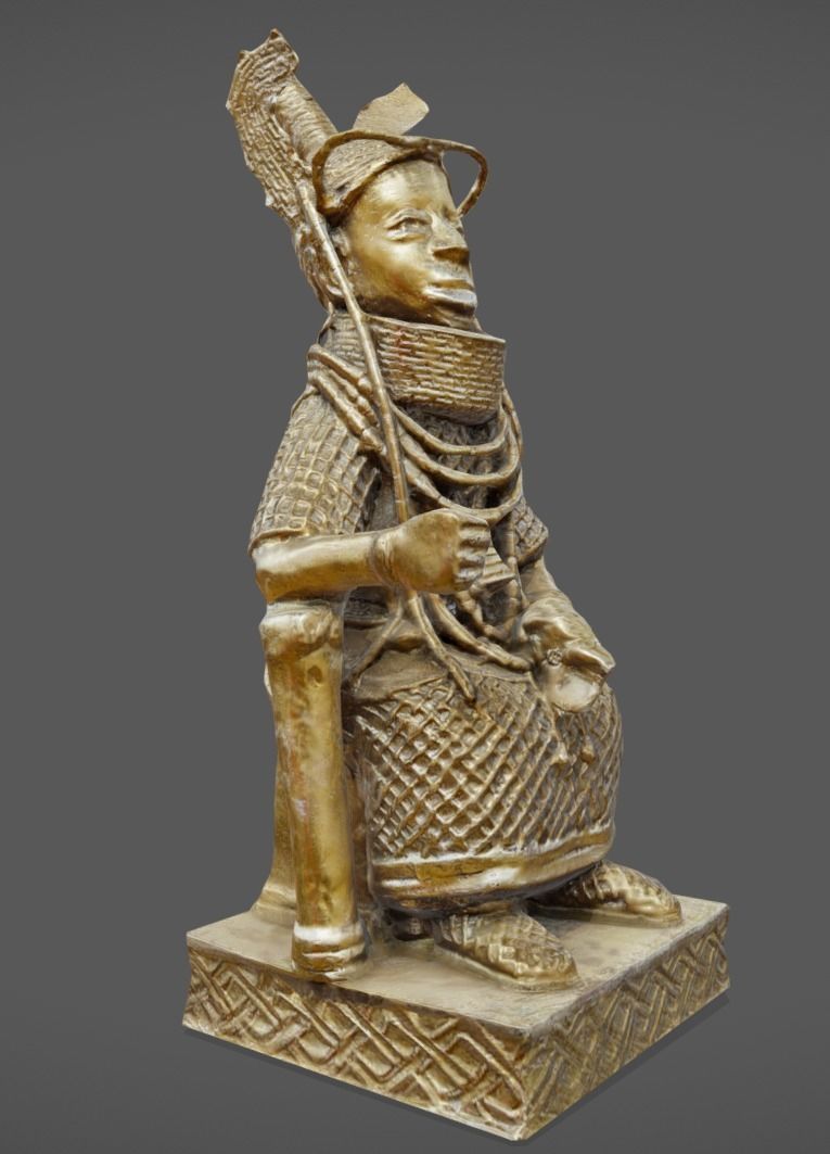 Oba Ozolua- Bronze Cast Low-poly 3D model_1