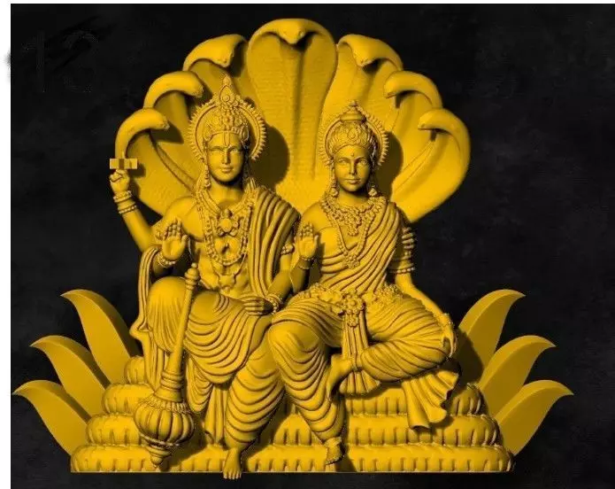 vishnu devi nag padaga gold silver pendent 3D print model 3D print model_0