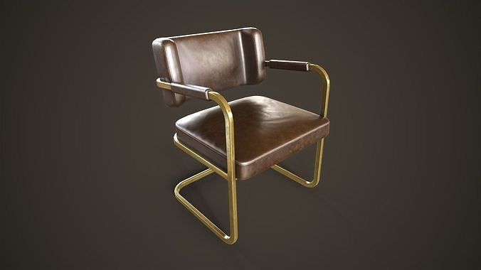 Retro office chair Low-poly 3D model