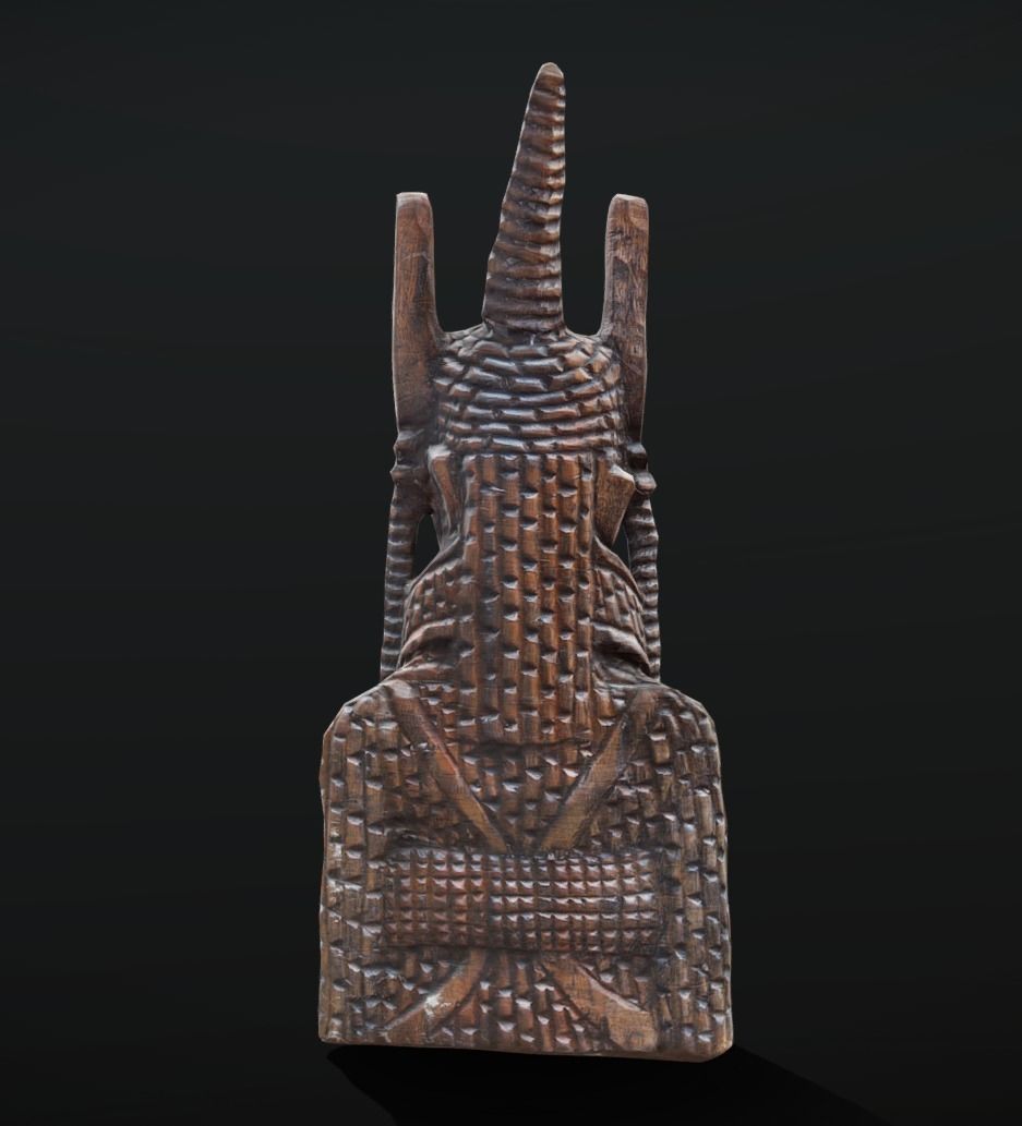 Oba Esigie - Wood work Low-poly 3D model_2