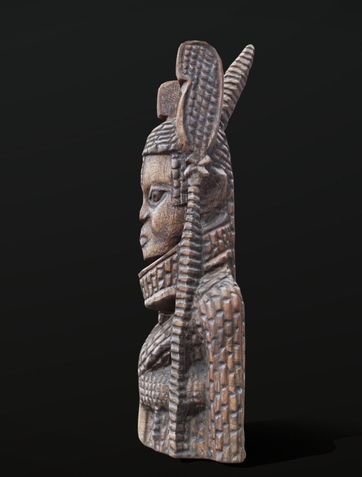 Oba Esigie - Wood work Low-poly 3D model_3