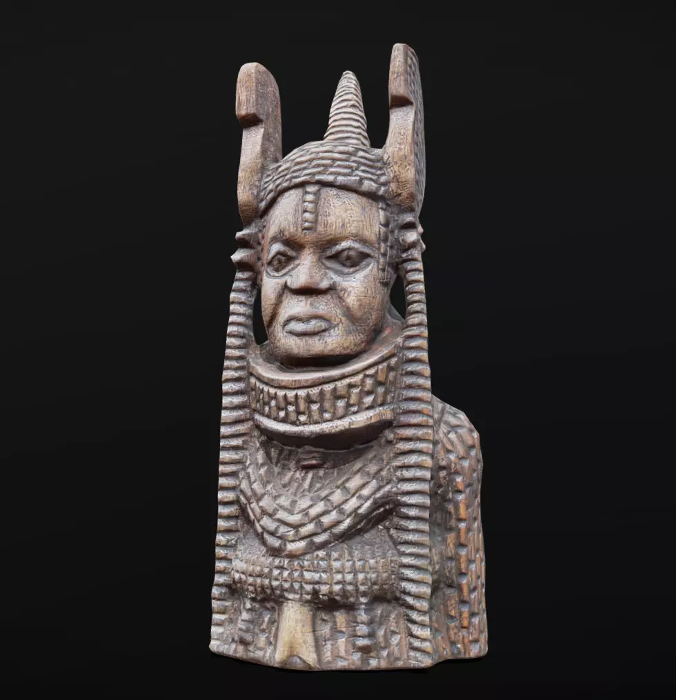 Oba Esigie - Wood work Low-poly 3D model_0