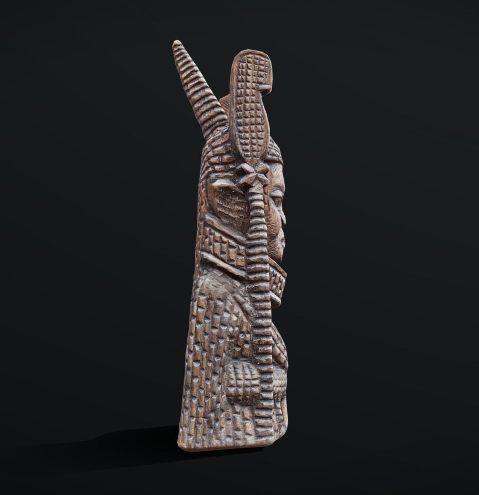 Oba Esigie - Wood work Low-poly 3D model_1