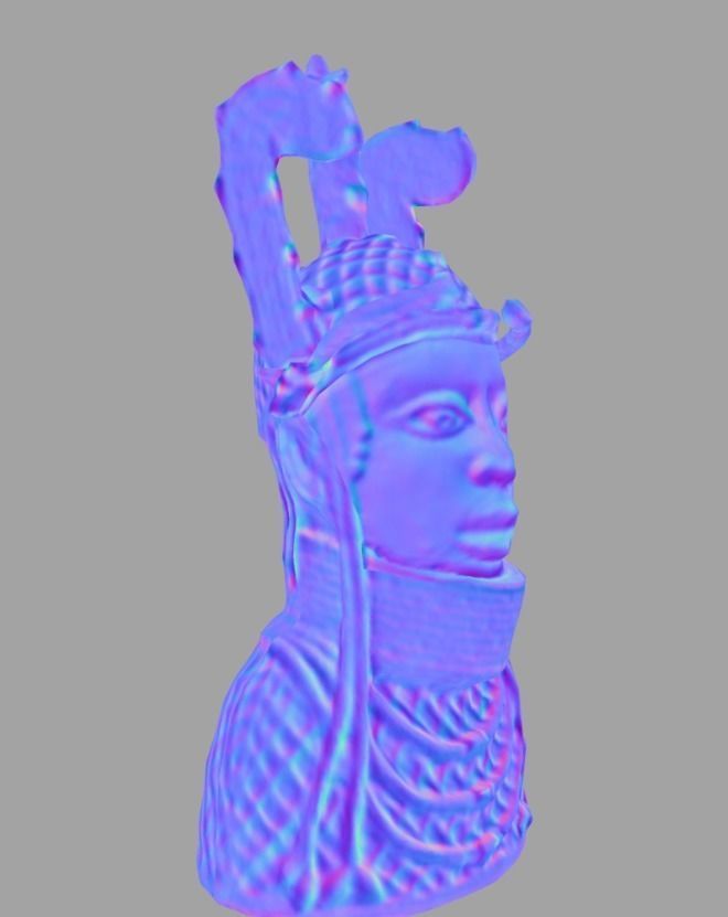 Oba Esigie - Bronze Bust Low-poly 3D model_7