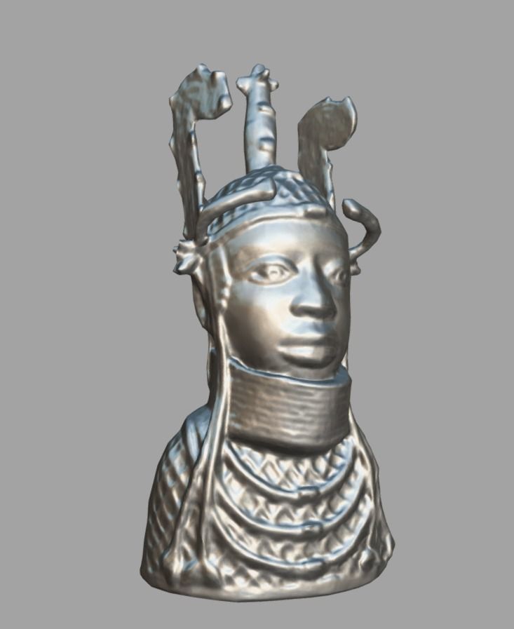Oba Esigie - Bronze Bust Low-poly 3D model_6