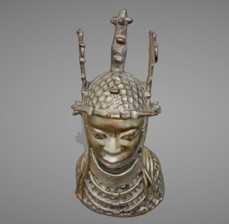 Oba Esigie - Bronze Bust Low-poly 3D model_4