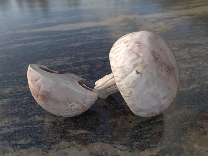 Button mushrooms Low-poly 3D model 7