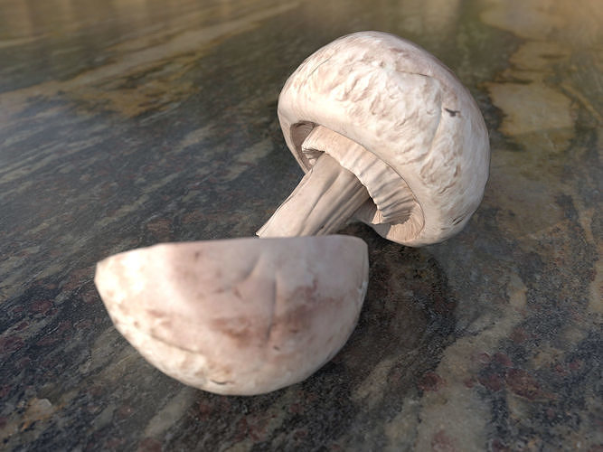Button mushrooms Low-poly 3D model 6
