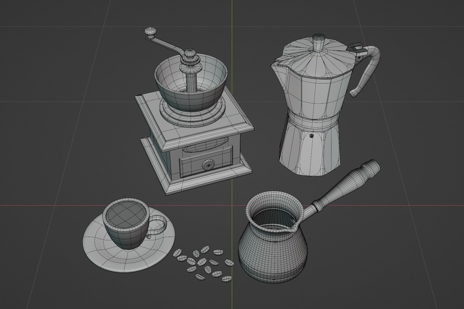 Coffee making set 3D model_6