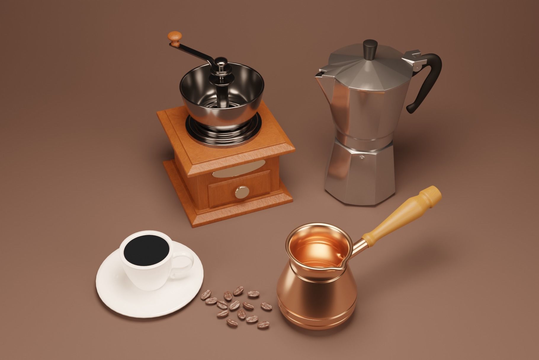 Coffee making set 3D model_5