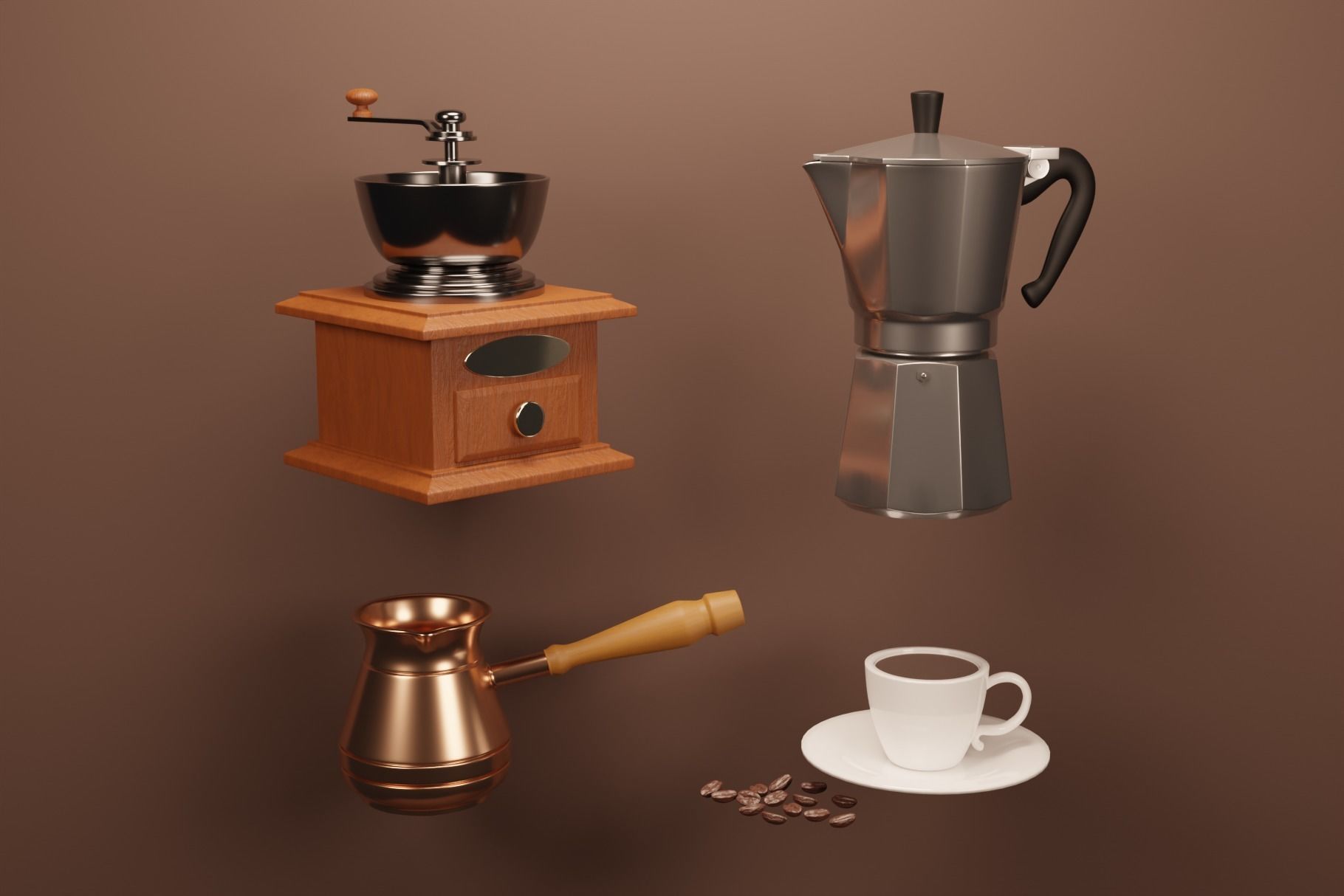 Coffee making set 3D model_4