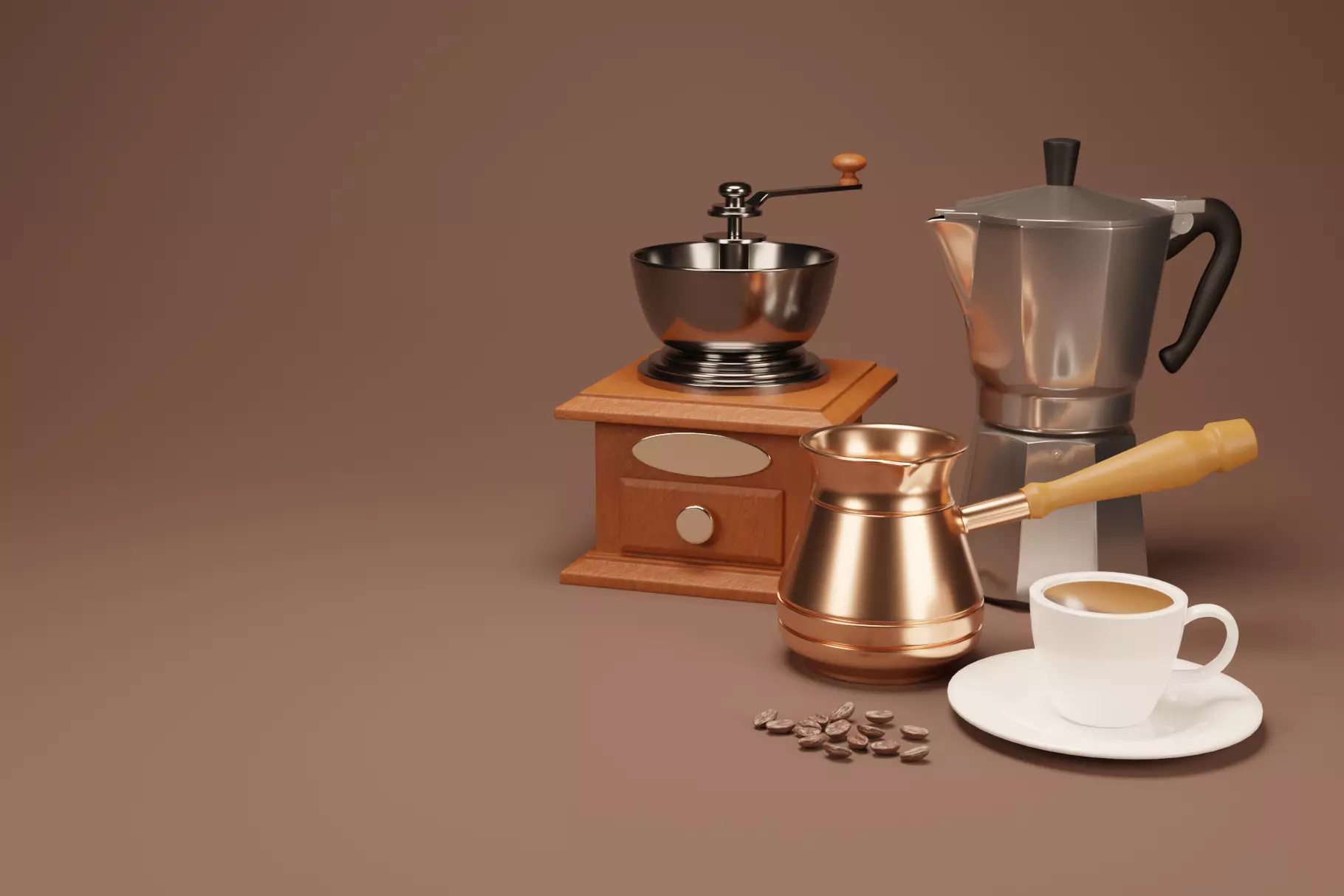 Coffee making set 3D model_0