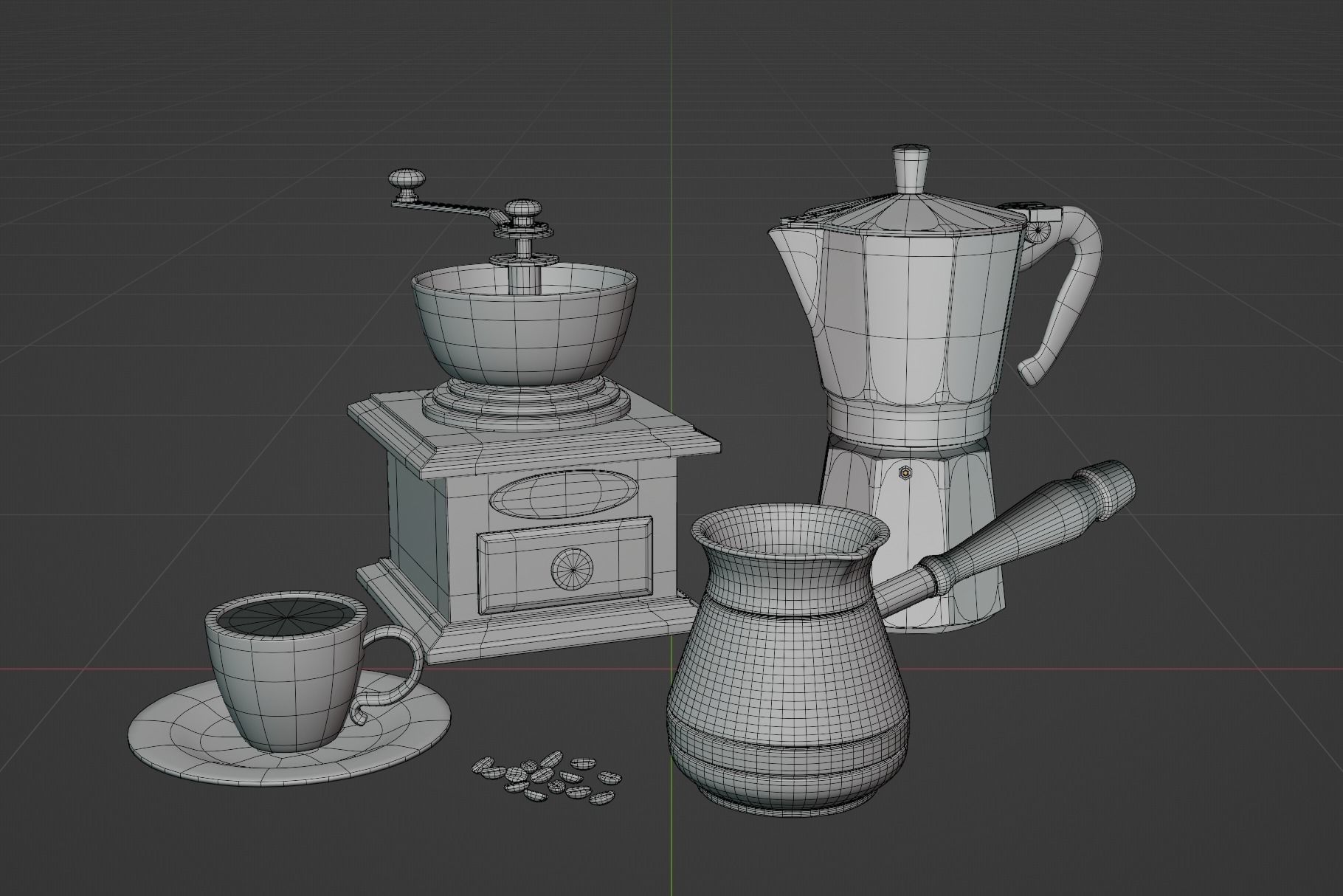 Coffee making set 3D model_3