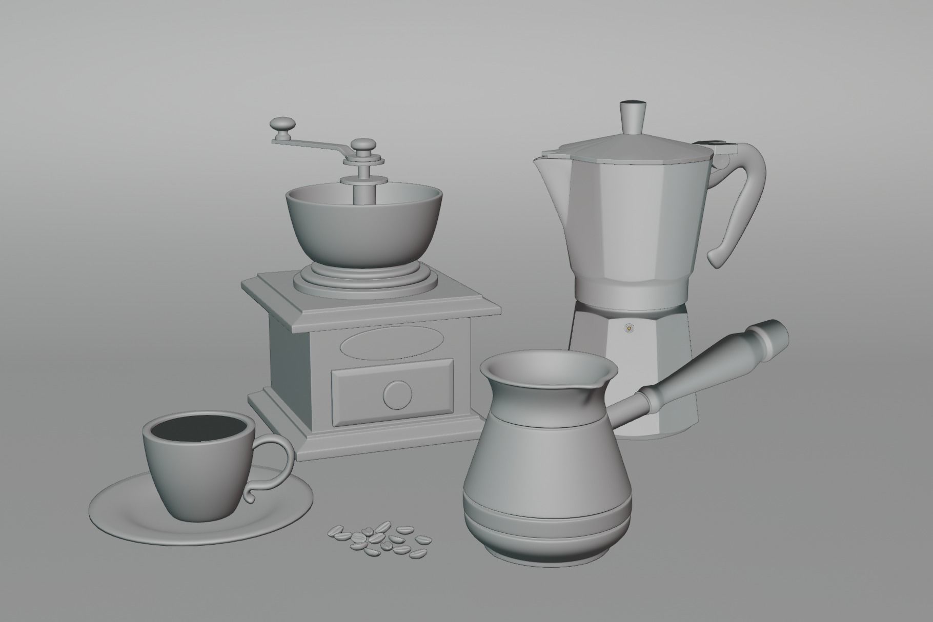 Coffee making set 3D model_2