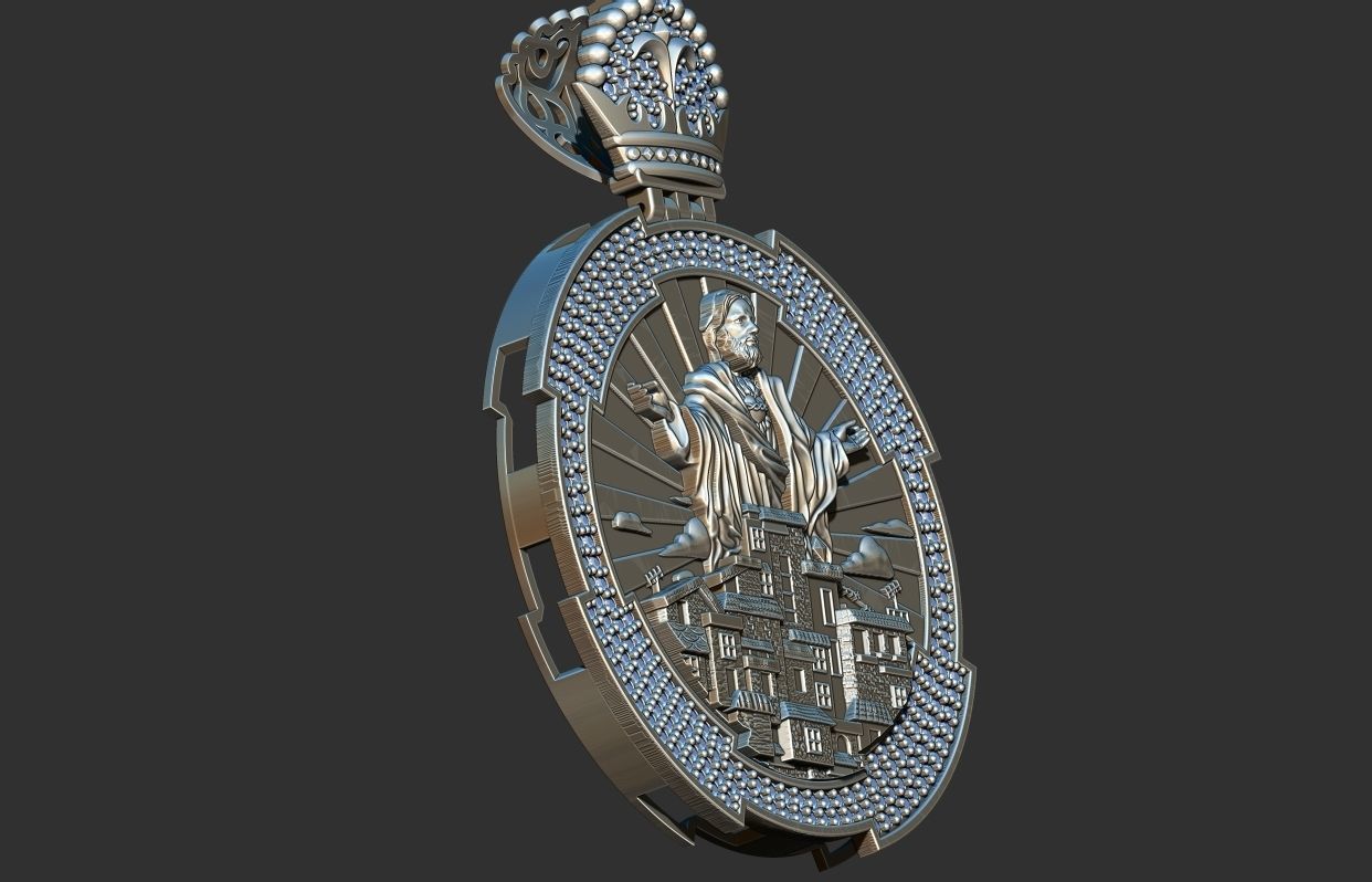 Favela Jesus Cristo Medal 3D print model_2