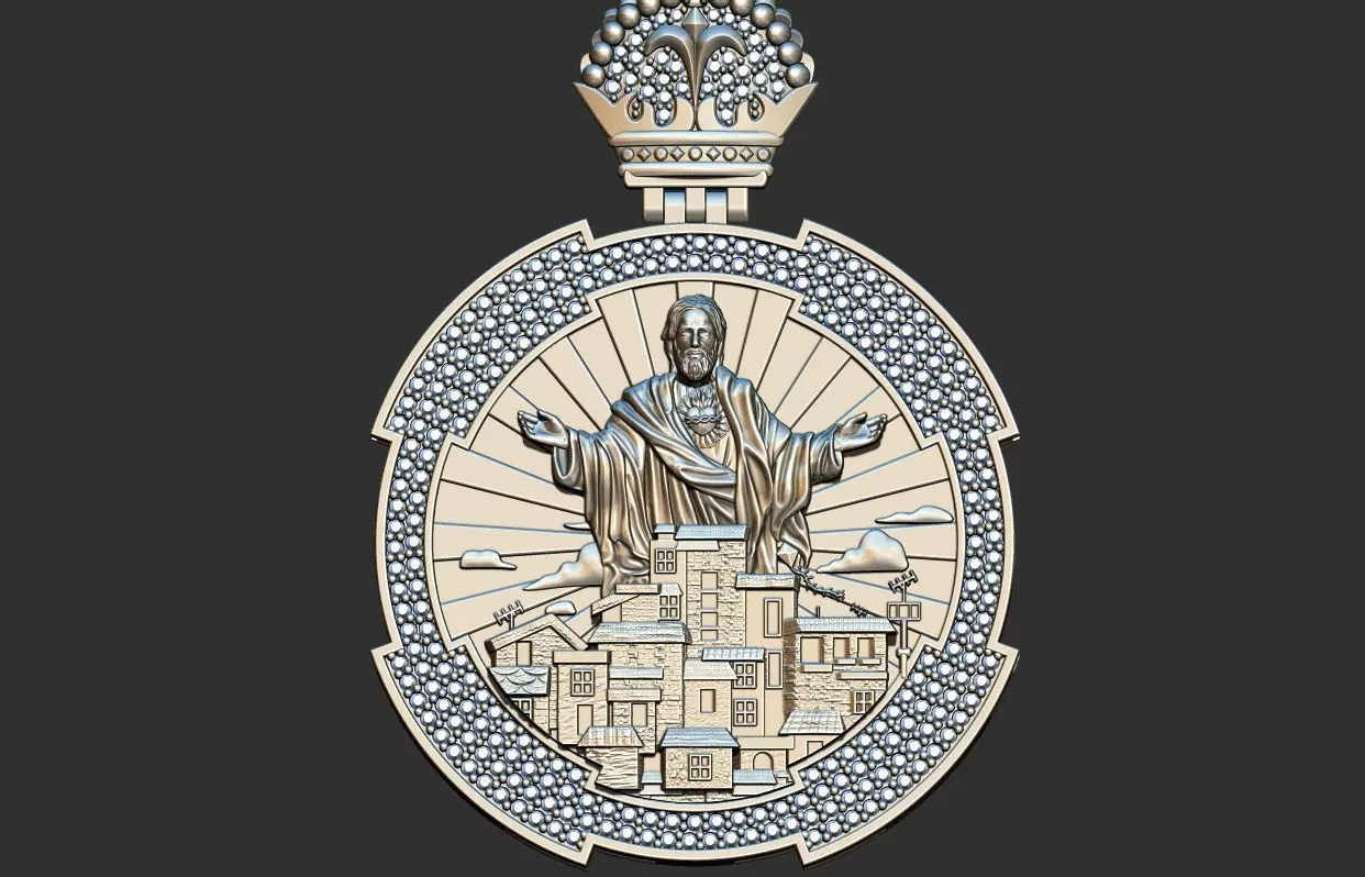 Favela Jesus Cristo Medal 3D print model_0