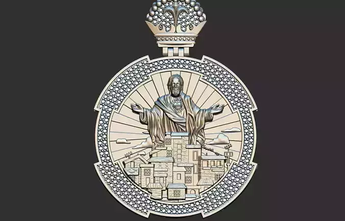Favela Jesus Cristo Medal 3D print model