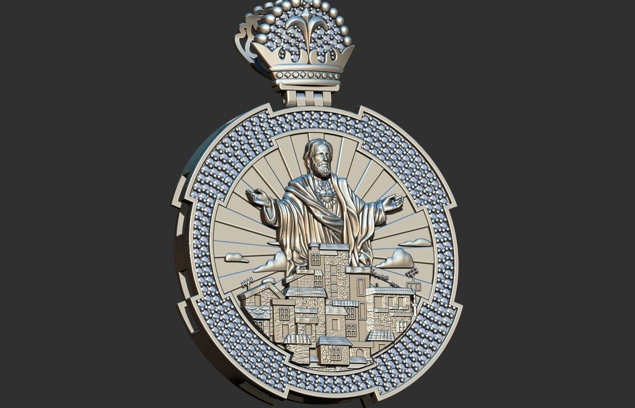 Favela Jesus Cristo Medal 3D print model_1